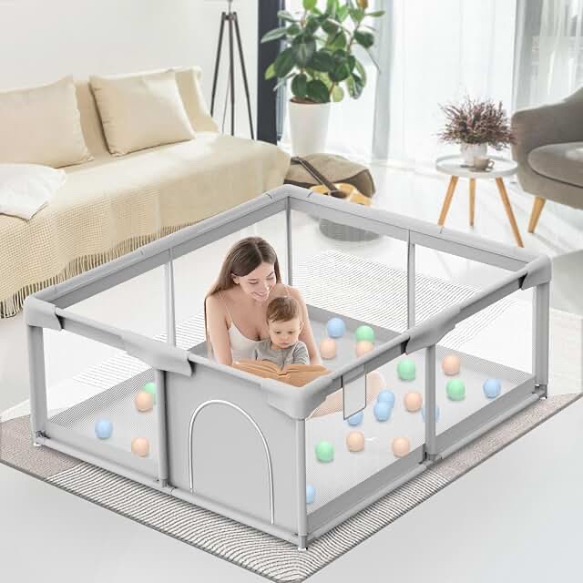 Baby Playpen Baby Playard, Playpen for Babies and Toddlers with Gate, 50x50 Baby Fence, Sturdy Safety Playpen, Indoor & Outdoor Kids Activity Center