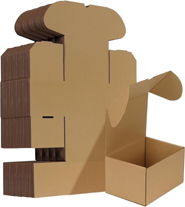 HORLIMER 7x5x4 inches Shipping Boxes Set of 50, Brown Corrugated Cardboard Box Literature Mailer