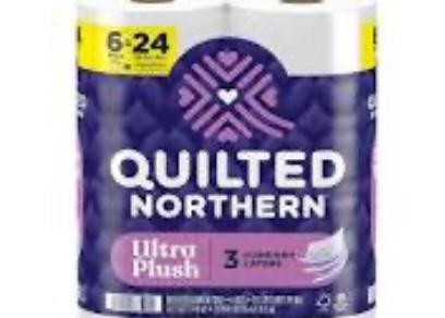 Quilted Northern Ultra Plush Toilet Paper, 6 Mega Rolls = 24 Regular Rolls, 3X Thicker*, 3 Ply Soft Toilet Tissue