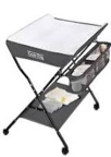 Kinder King Portable Baby Changing Table w/Wheels, Adjustable Height Folding Infant Diaper Station, Mobile Newborn Nursery Organizer, Large Storage Rack, Grey