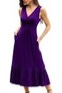 (size:L) Womens Dresses Summer Wrap V Neck Sleeveless Empire Waist Maxi Dress Ruffle Hem A-Line Flowy Long Dresses 2024 purple 