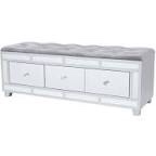 Wood Mirrored 3 Drawer Home Bench with Upholstered Seat