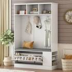 Xadyn Hall Tree 47.21'' Wide with Upholstered Bench and Shoe Storage, hooks