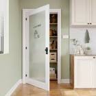 Kitchen Pantry Frosted Glass Door Slab Solid Manufactured Wood Standard Door Without Hardware