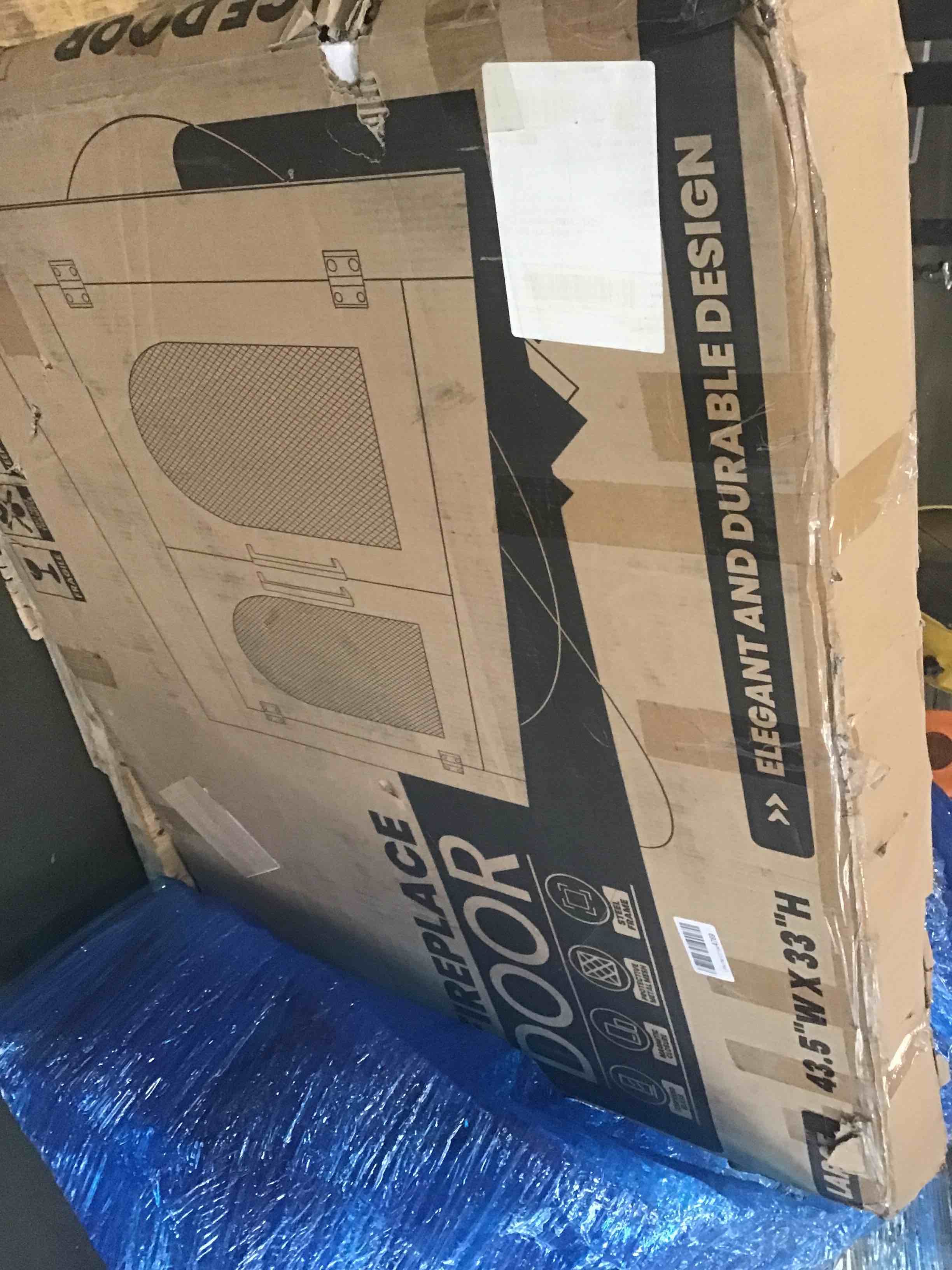 Fireplace Door, Fire Places Doors with Screen and Glass Decor Iron Mesh