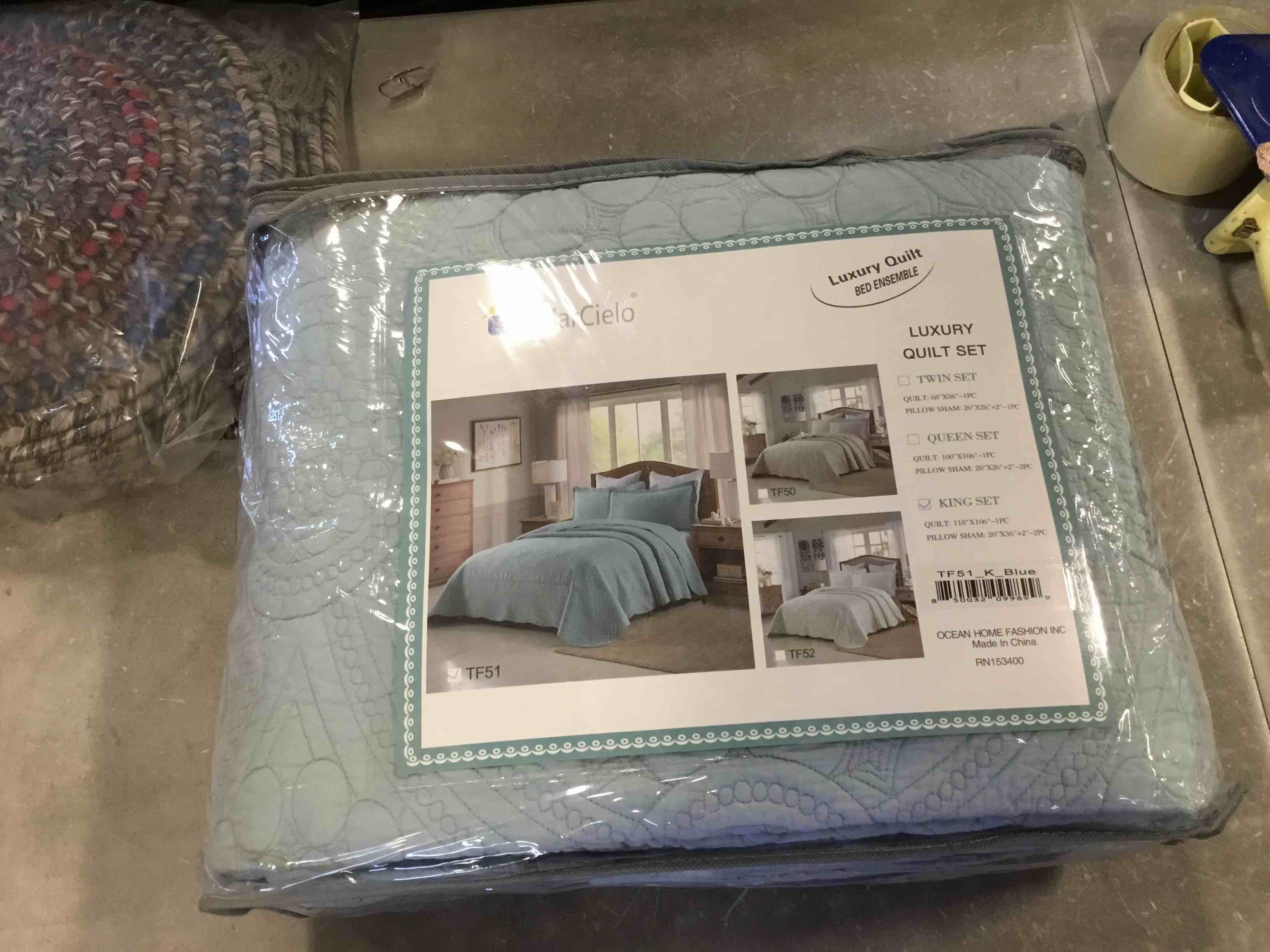 MarCielo 3Pcs 100 Cotton Oversized Quilt Bedspread Coverlet Set TF