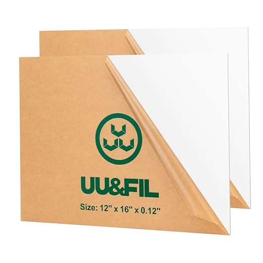 UU&FIL White Acrylic Sheets 12" x 16"x 1/8", 2 Pack 38.7% Translucent White Cast plexiglass Sheets for DIY Display Projects, Signage, Craft, Photo Frame, Painting and Easy to Cut.