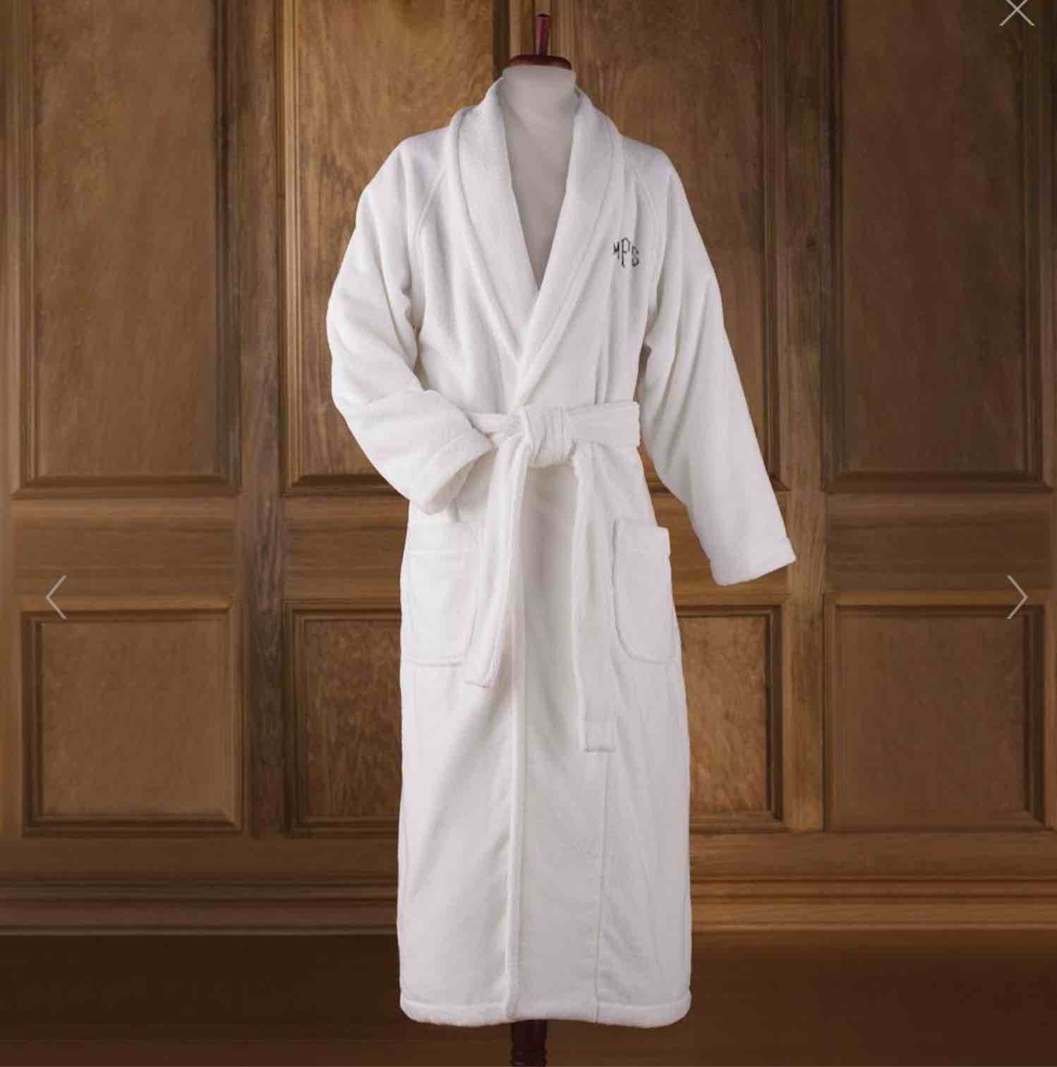 The Monogrammed Hammacher Schlemmer Genuine Turkish Cotton Luxury Bathrobe (White)