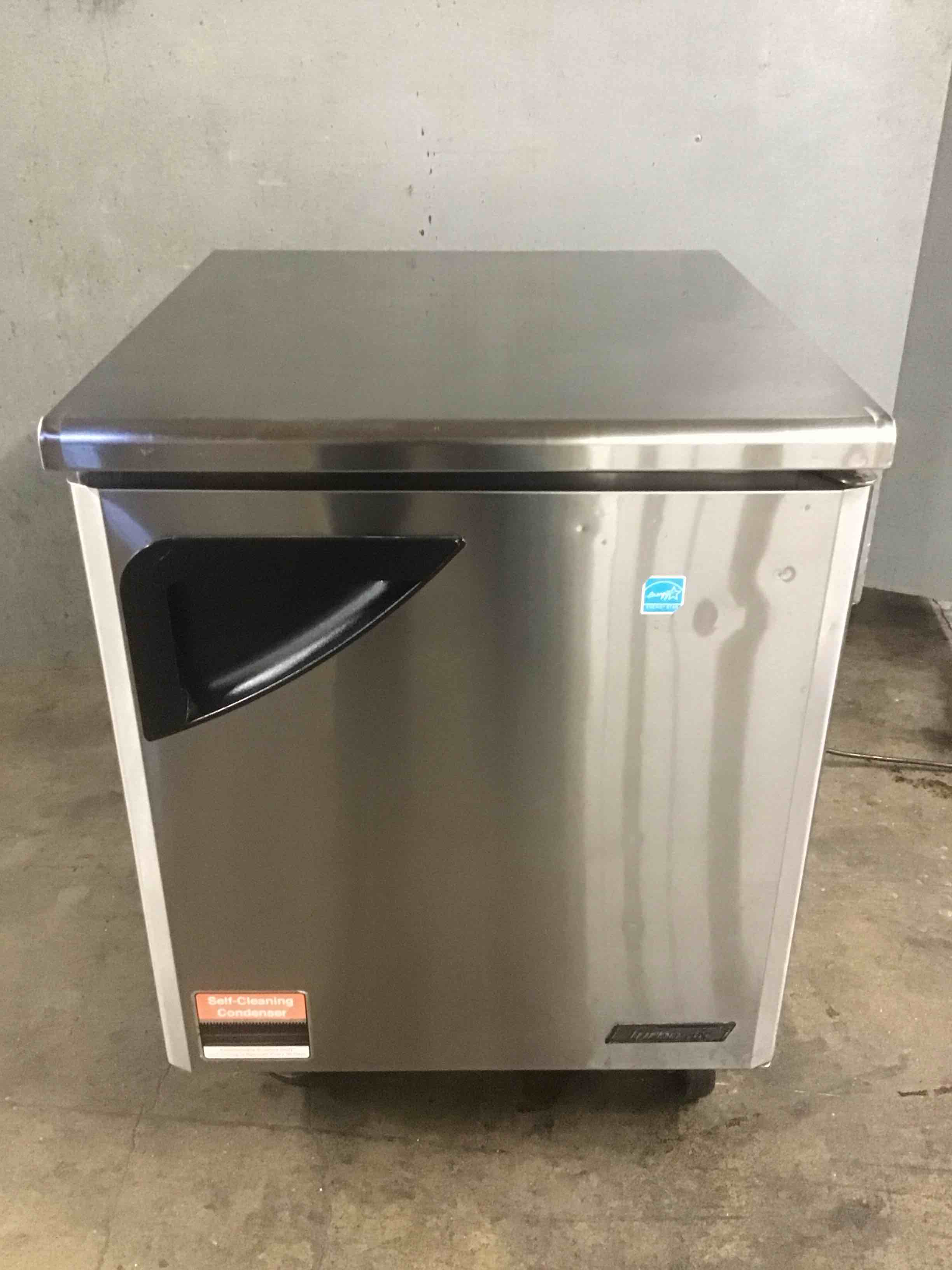 2016 Turbo Air 28 Inch Stainless Steel Single Door Under Counter Refrigerator on Casters
