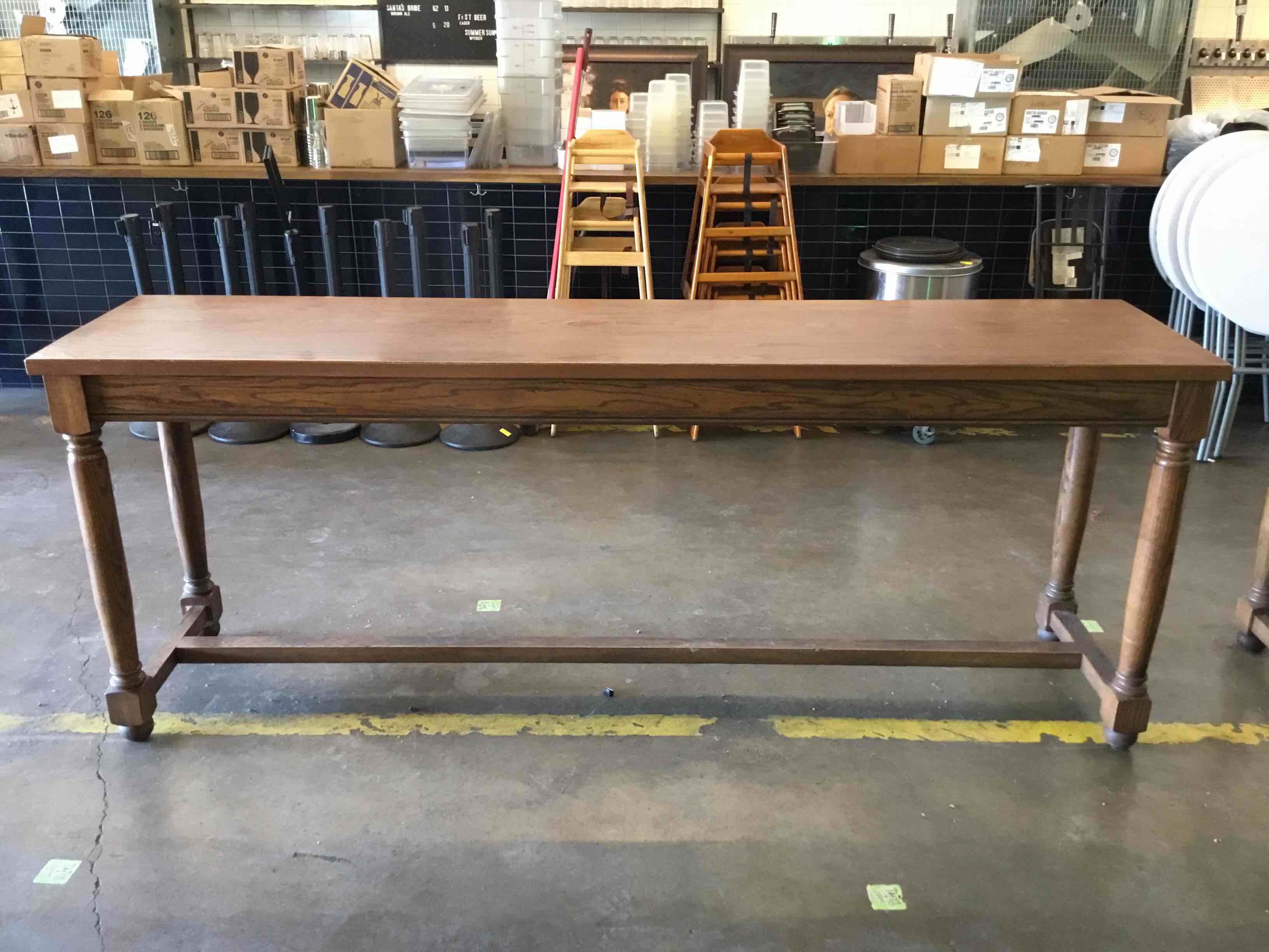 108 x 26 Inch Wood Bar Height Table