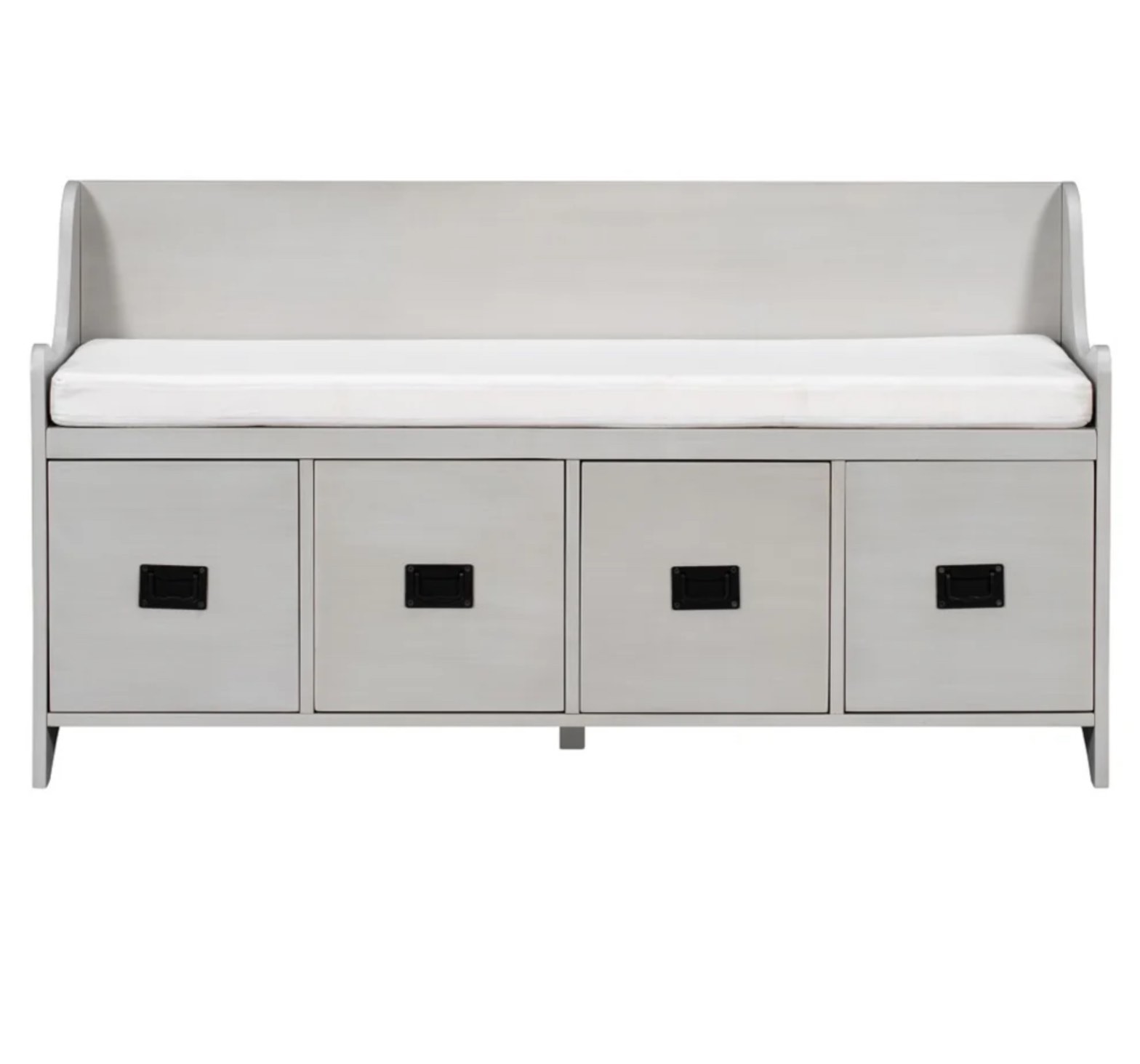 Elise Movable Cushion Storage Bench With Drawers And Backrest, Grey