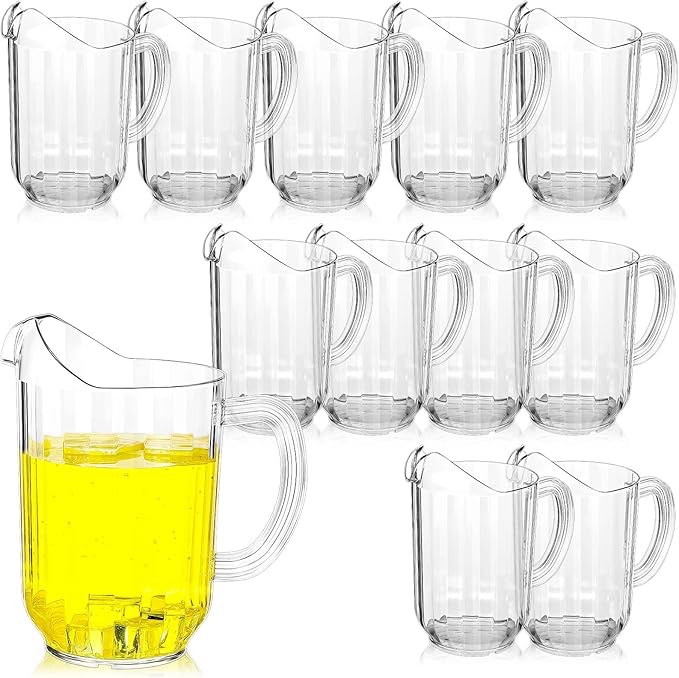 Tessco 9 Pcs Plastic Pitchers 60 Ounce Clear Restaurant Pitcher Jug Large Water Pitcher Carafe Serve Milk Tea Juice Drink for Parties Container Dispenser Beer Jar