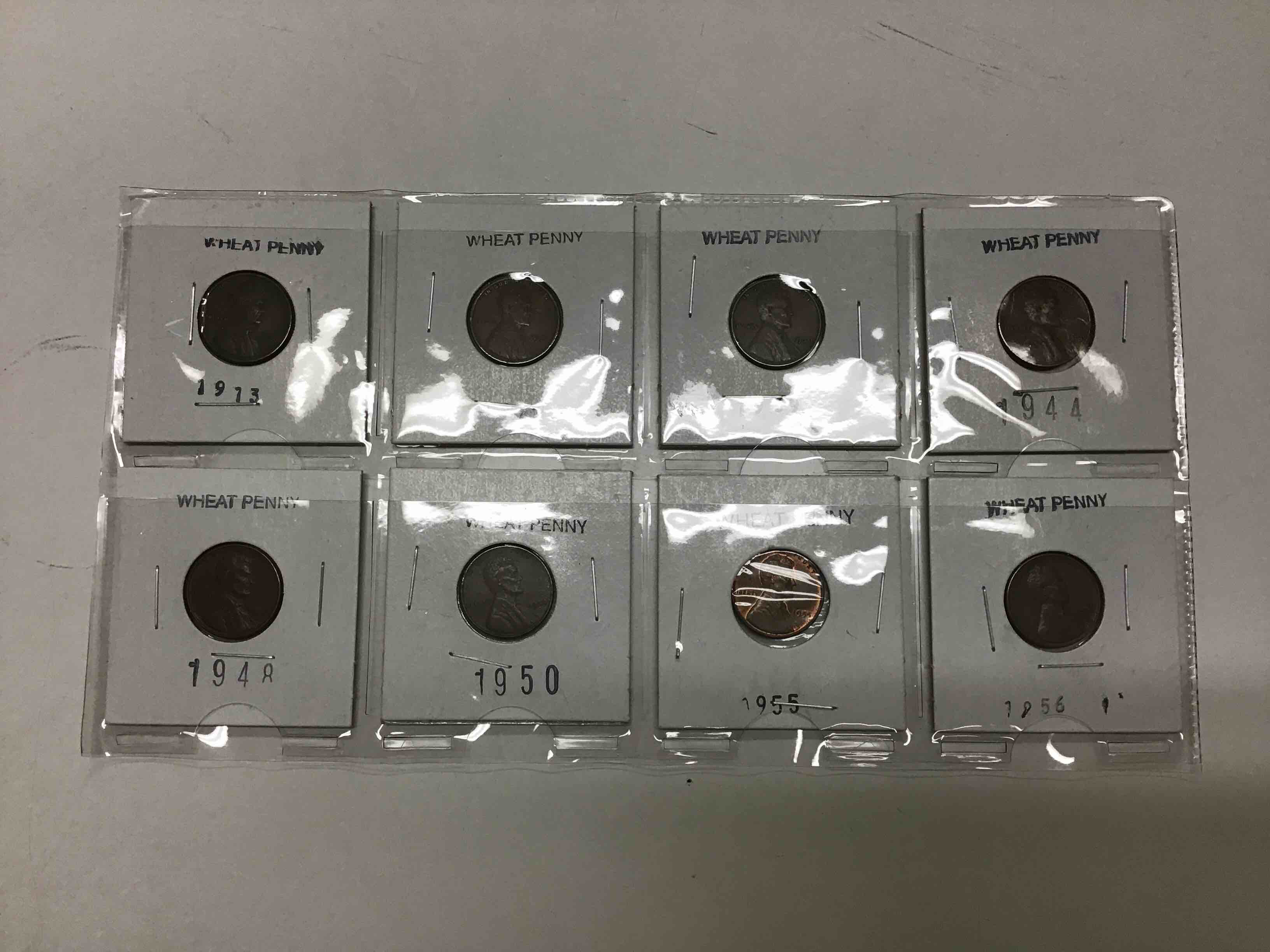 8 WheatPennies Including Years 1913, 1928, 1939, 1944, 1948, 1950, 1955 and 1956.
