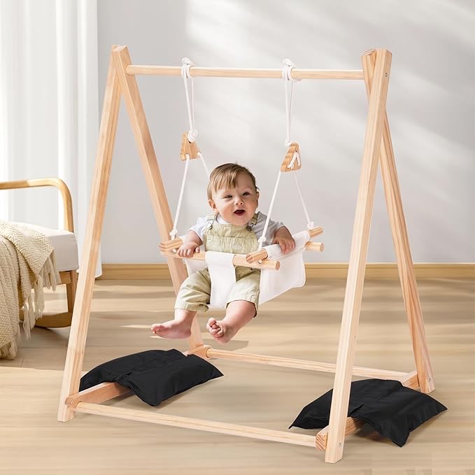 wooden foldable baby swing set 