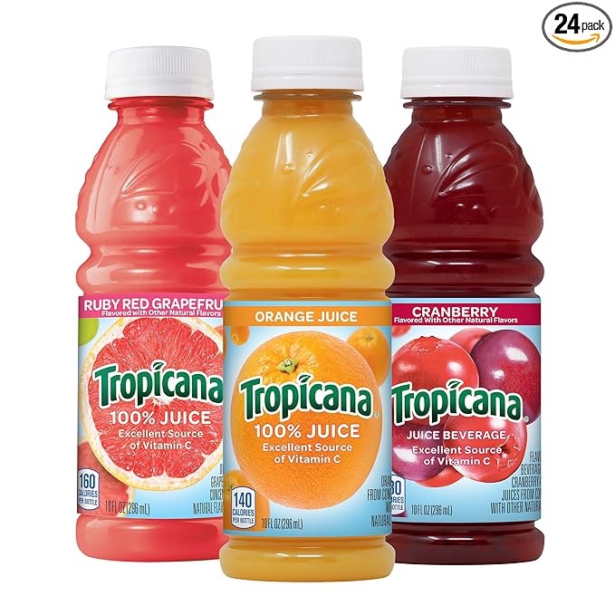 ((Best By 09/30/2024)).  ((24  Pack Tropicana Juice Beverage, 3-Flavor Variety Pack, 10 Fl OzCranberry Beverage, Orange Juice, Ruby Red Grapefruit Juice