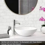 BeNice Peel and Stick Tile Subway Tile Backsplash Adhesive Wall Tiles Marble Tiles Stickers (5pcs,Carrara white)