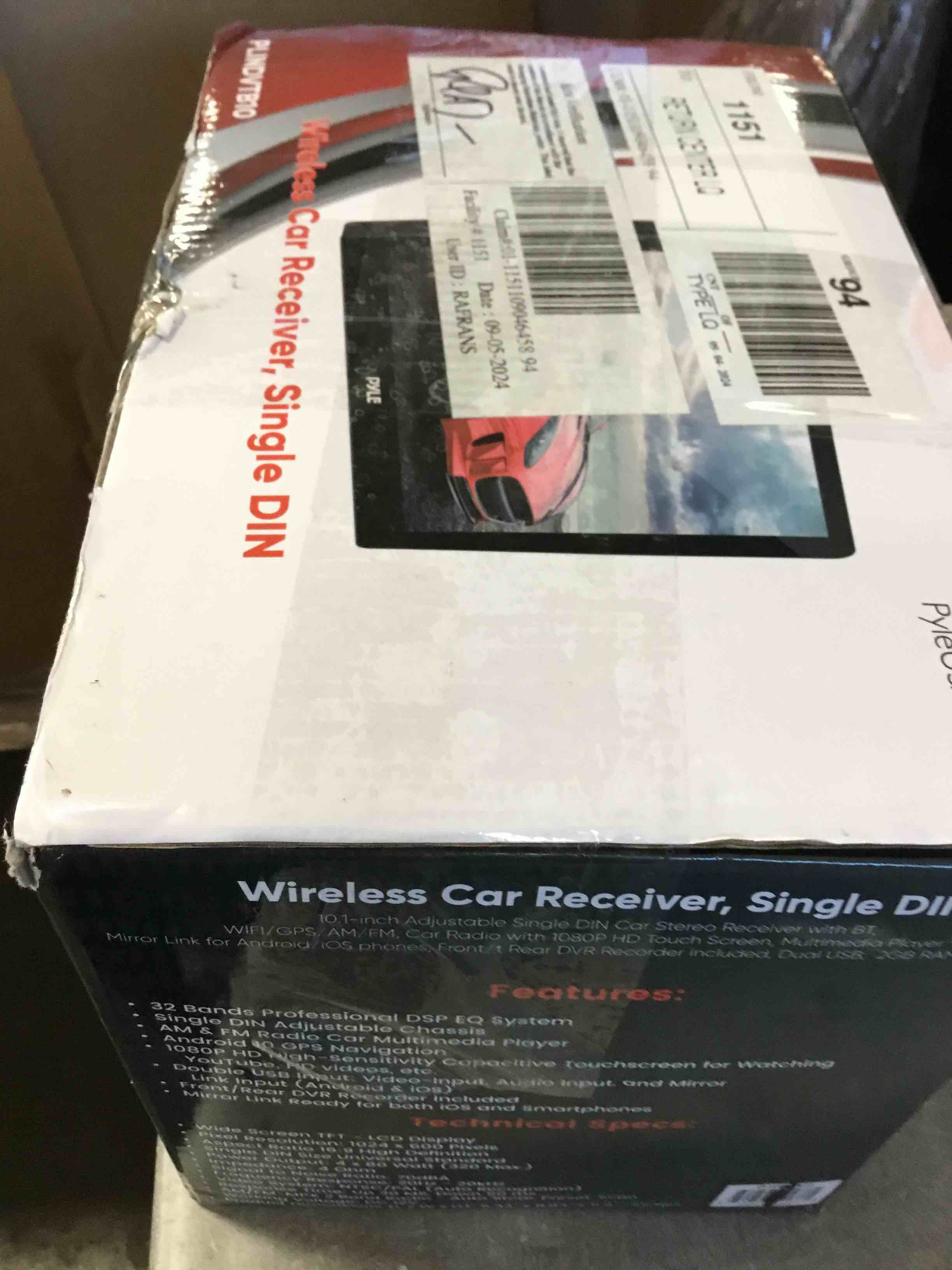 Pyle Single DIN Car Stereo Receiver 10 1080P HD Touch Screen