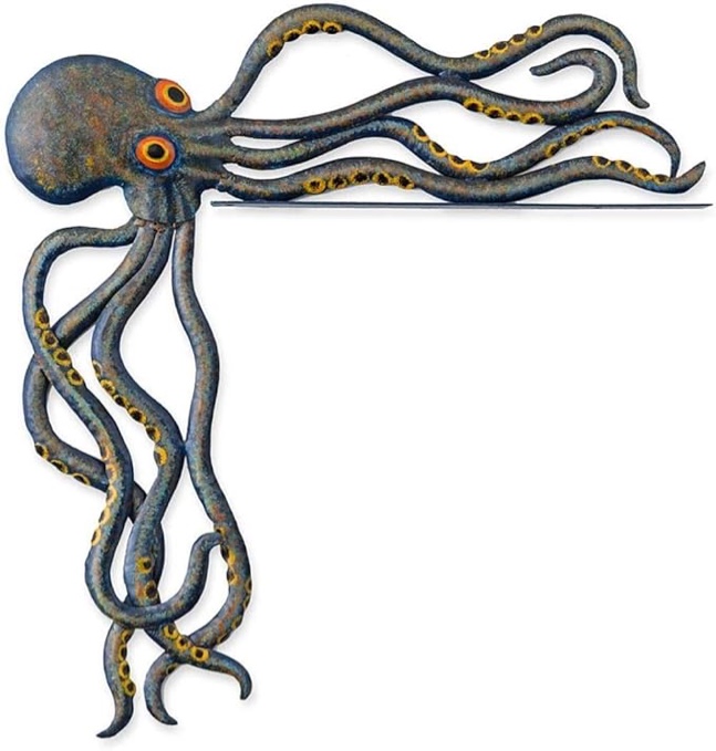 Handcrafted Reclaimed-Metal Octopus Door Crawler