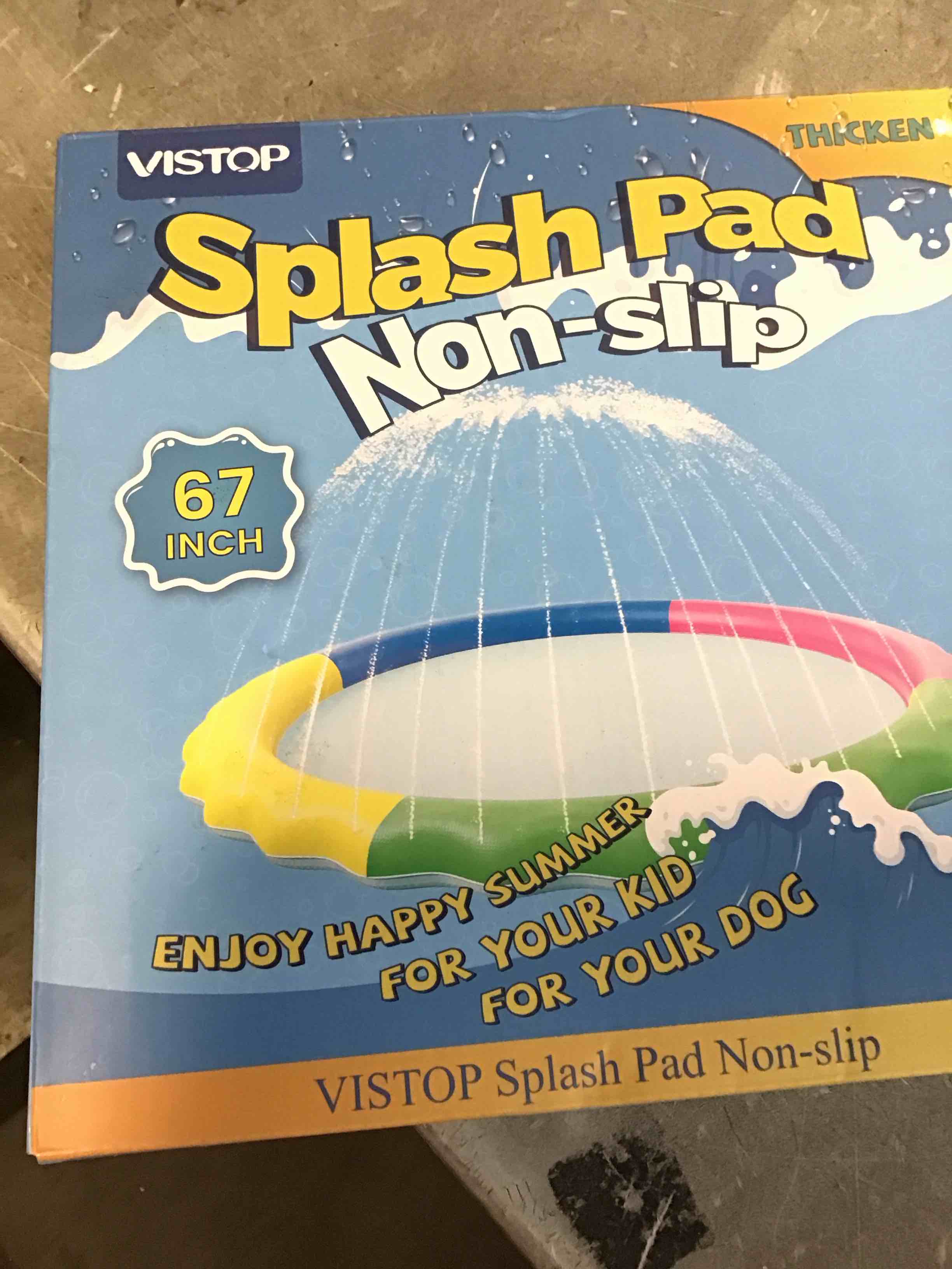 VISTOP NonSlip Splash Pad for Kids and Dog, Thicken Sprinkler Pool