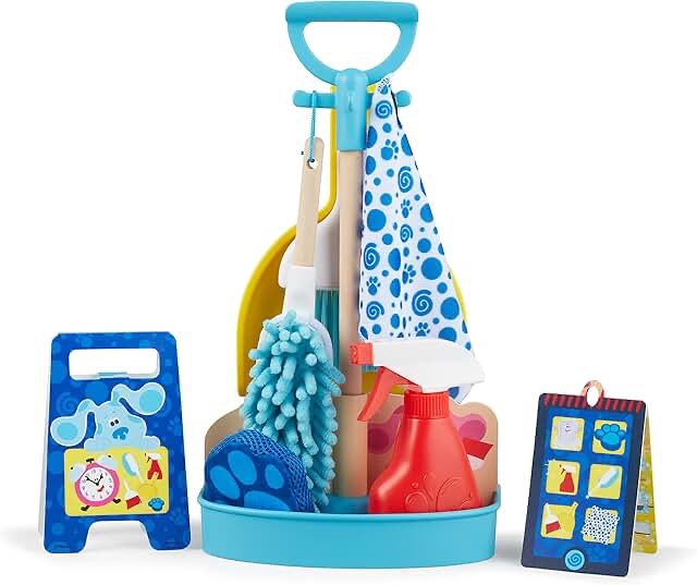 Melissa & Doug Blue’s Clues & You! Clean-Up Time Play Set - Toddler Toy Cleaning Set, Pretend Home Cleaning Set, Kids Broom And Mop Set, Pretend Play Cleaning Toy, Blue's Clues Toy For Kids Ages 3+