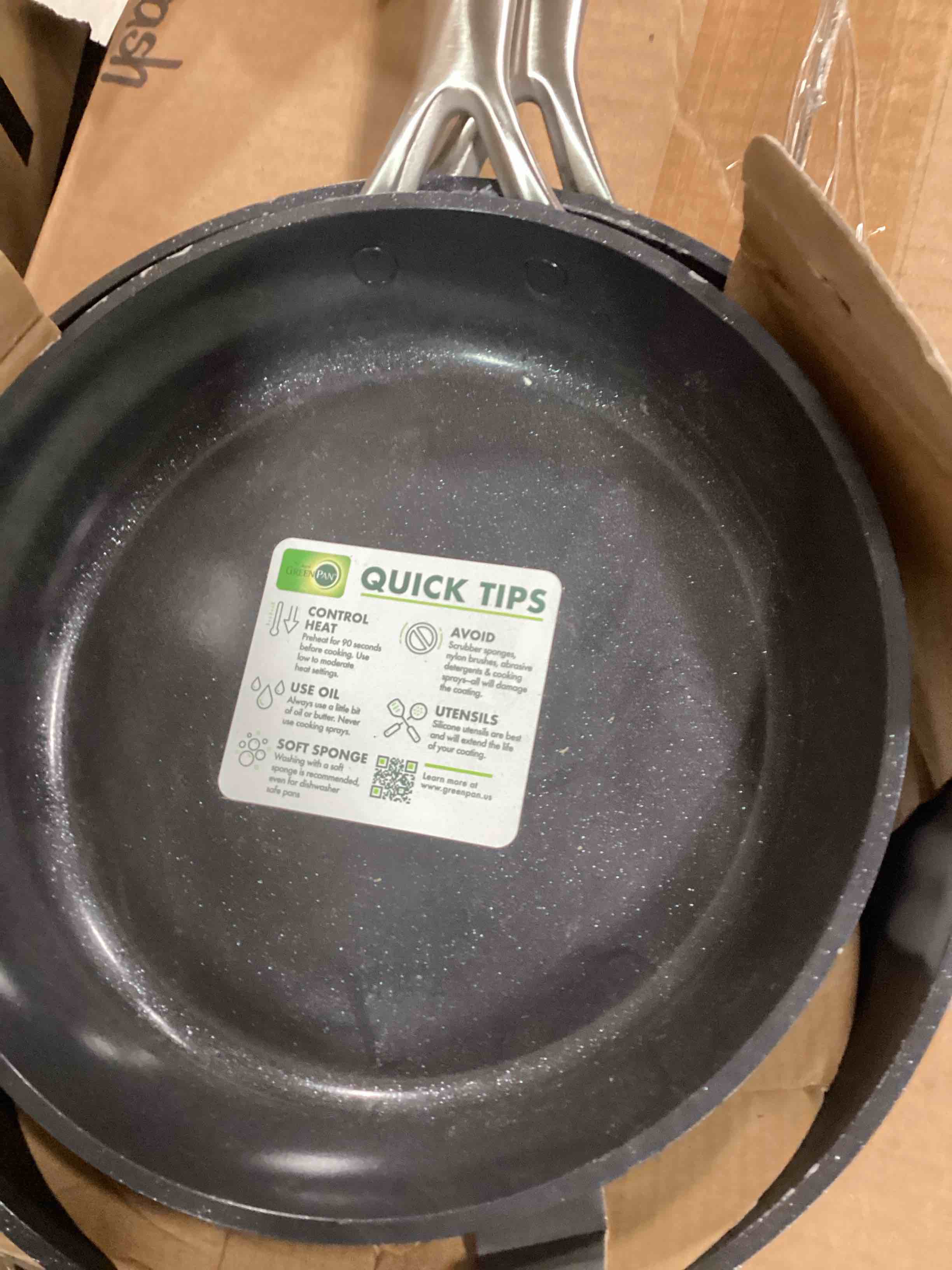 GreenPan GP5 Hard Anodized Healthy Ceramic Nonstick 9.5” & 11” 2 Piece Frying Pan Skillet Set,Heavy Gauge Scratch Resistant, Stay Flat Surface,Induction, Mirror Finish Handle,Oven Safe,PFAS-Free,Black