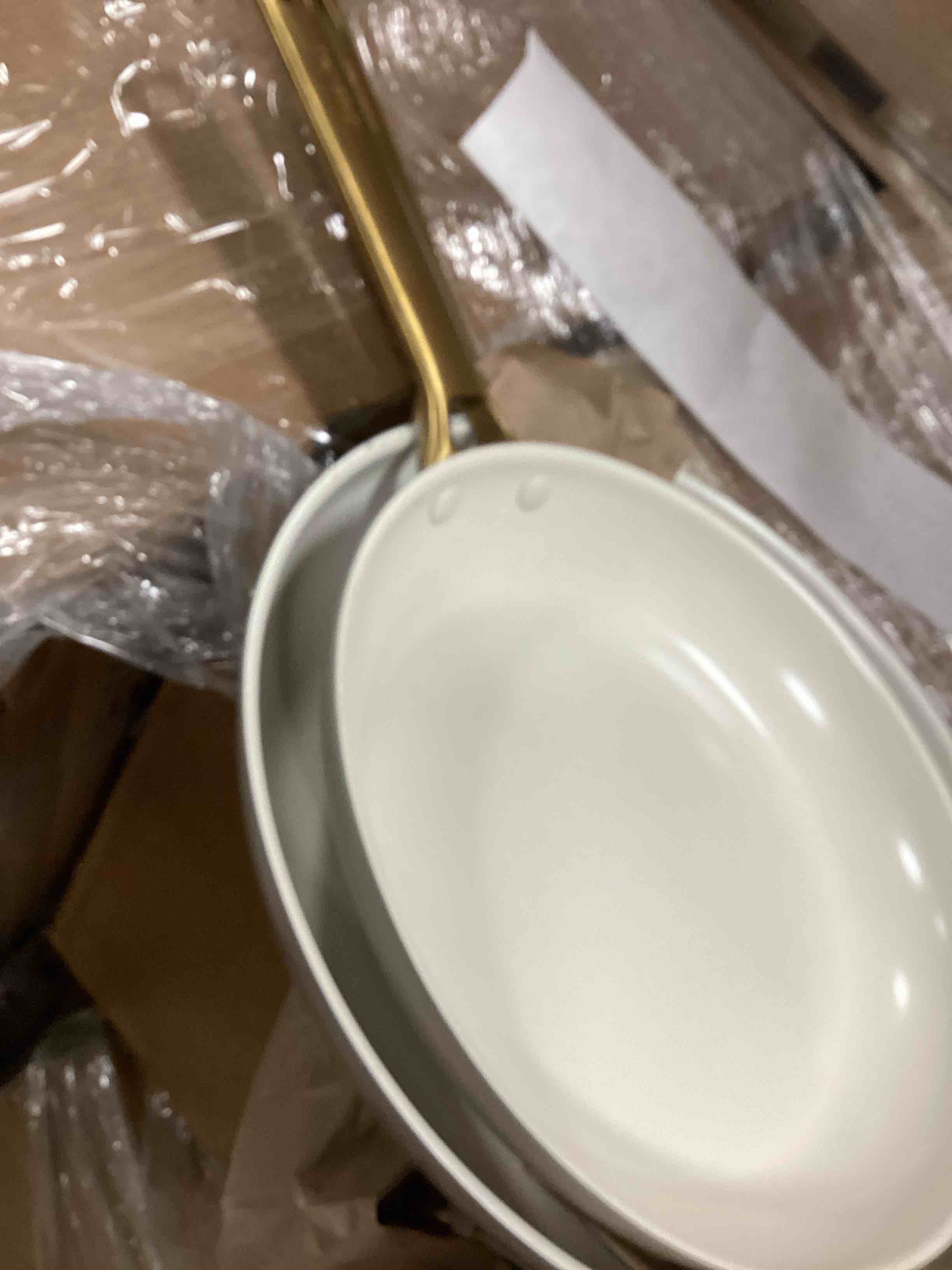 GreenPan Reserve Hard Anodized Healthy Ceramic Nonstick 10" and 12" Frying Pan Skillet Set, Gold Handle, PFAS-Free, Dishwasher Safe, Oven Safe, Cream White