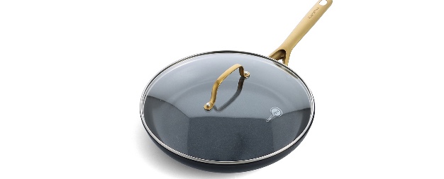 GreenPan Deco Nonstick 12-Inch Covered Fry Pan in Black/Gold