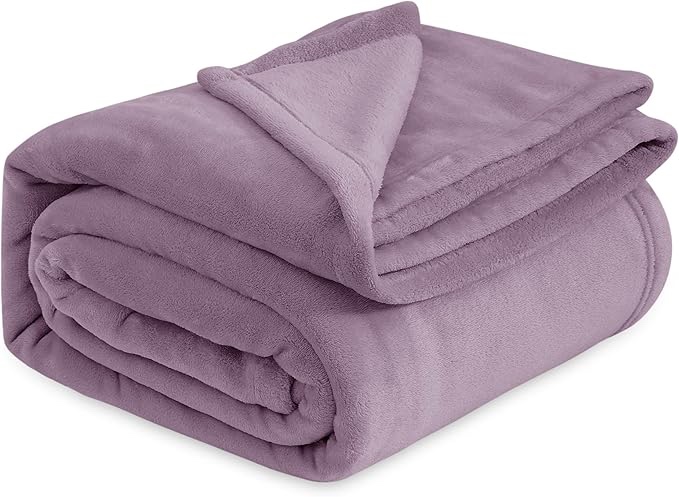 Fleece Bed Blankets Queen Size Fog Purple - Soft Lightweight Plush Fuzzy Cozy Luxury Blanket Microfiber