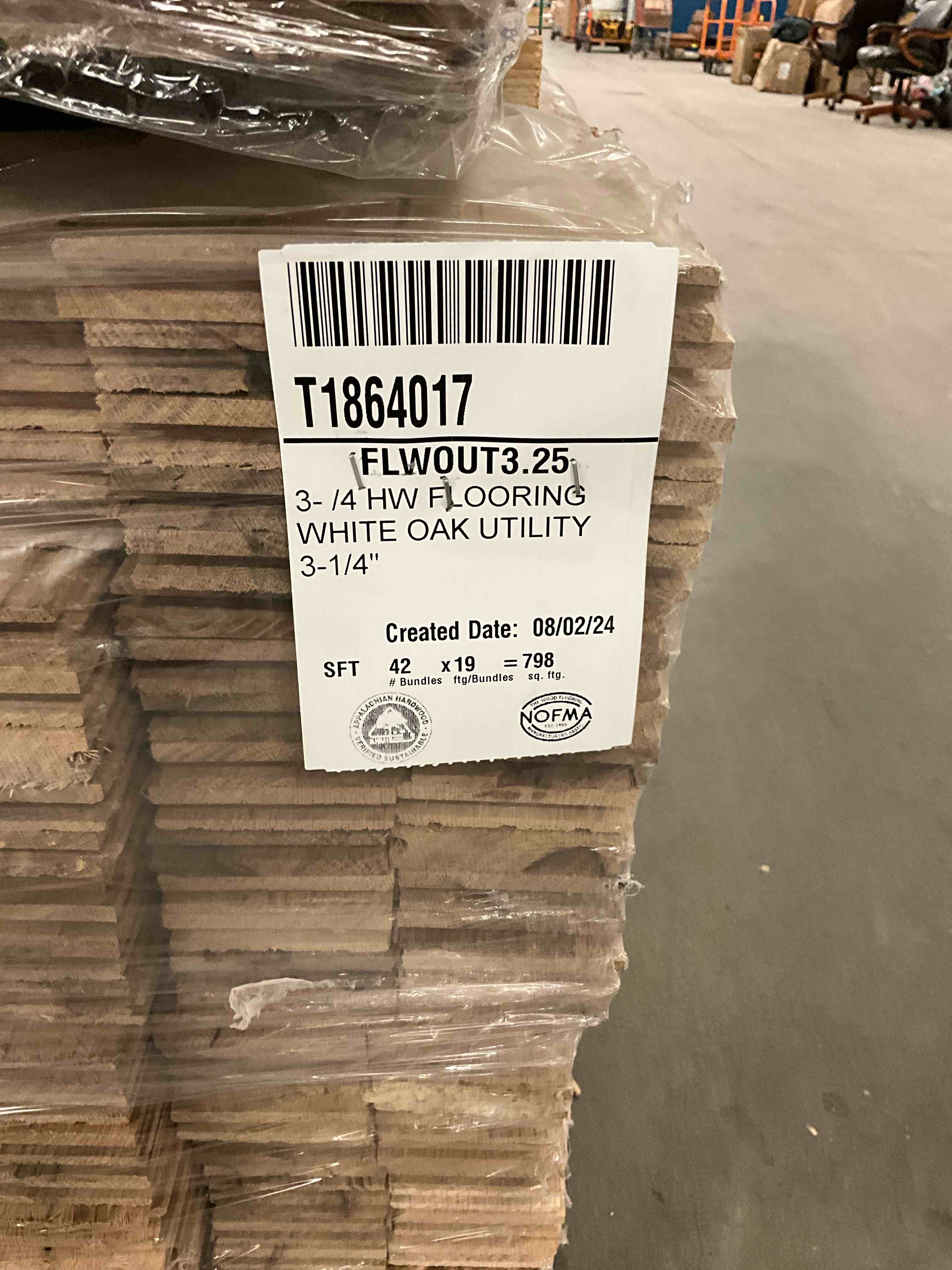 798SQ FT OF White Oak Utility 3 1/4 INCH WIDE HARDWOOD 3/4 IN THICK ...