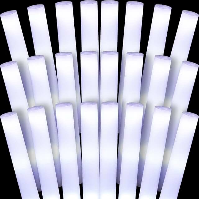 Liliful 48 Pcs White Glow LED Cheer Foam Sticks Light up Glow Sticks Wedding Wand for Birthday Wedding Bridal Shower Raves Carnival Concert Glow in the Dark Party Favors Supplies