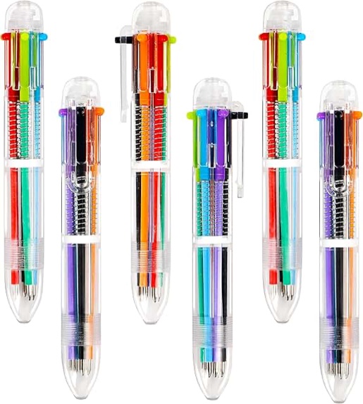 6 in 1 Multicolor Ballpoint Pen Bulk 0.5 mm 6 Color Retractable Ballpoint Pen Pack Colorful Ink Pen Supplies Party Favors Rainbow Pen for Office School Kids Teacher Gift Carnival Reward (150 Pcs)