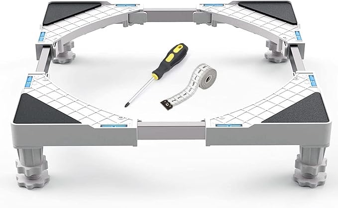 Saillong Mini Fridge Stand with Drip Pan, Universal Stand Base Adjustable Refrigerator Stand with 4 Strong Feet, 21 x 20 Inch (ID) Washing Machine Drain Pans for Washer and Dryer Pedestal