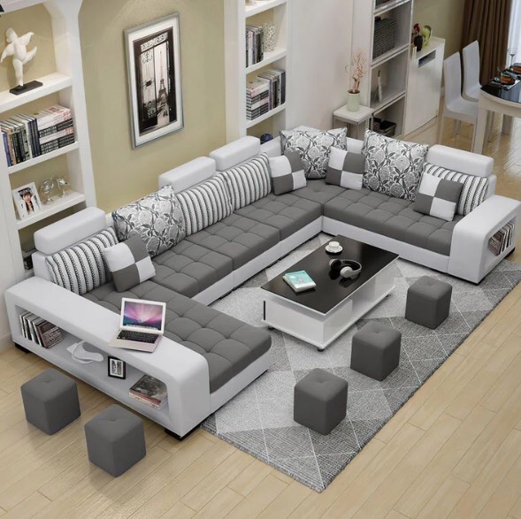 Selena Modular Tufted Sectional With Chaise(Dark Grey & Light Grey)(INCOMPLETE CHAISE AND LOVESEAT ENDS ONLY)