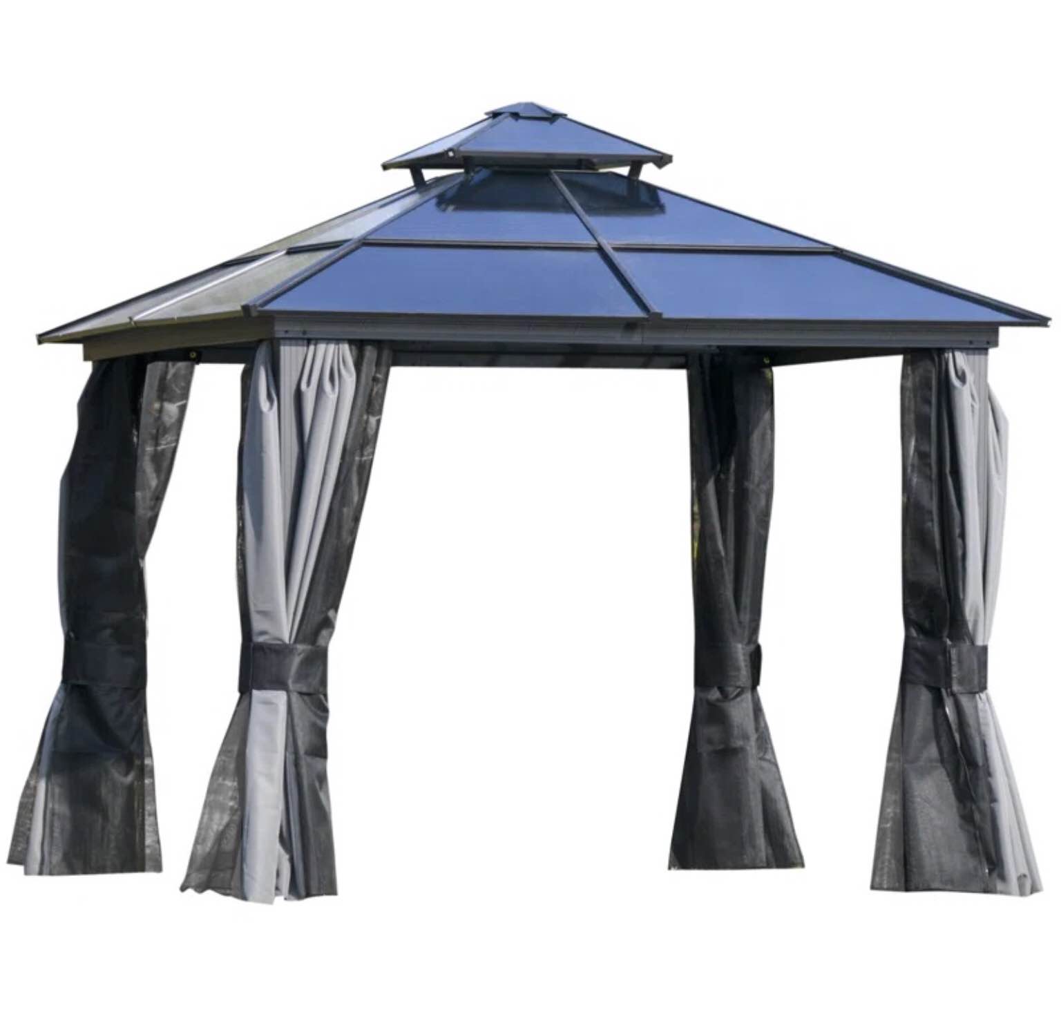10' x 10' Hardtop Gazebo Canopy with Polycarbonate Roof, Aluminum Frame, Permanent Pavilion Outdoor Gazebo