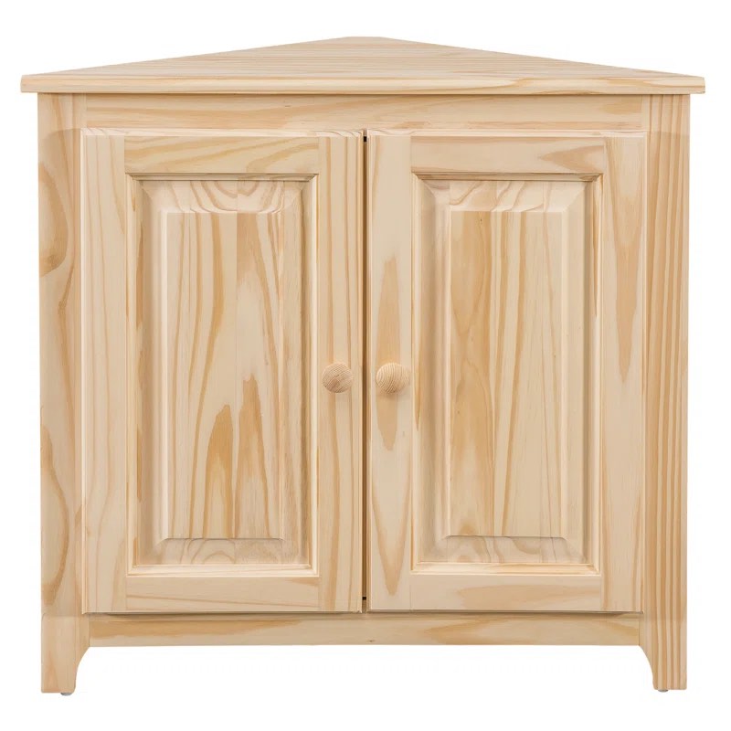 Haelynn 33'' H Solid Wood 2-Door Corner Cabinet in Unfinished