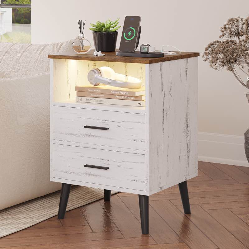 Targo Nightstands With Led Lights And Usb Ports