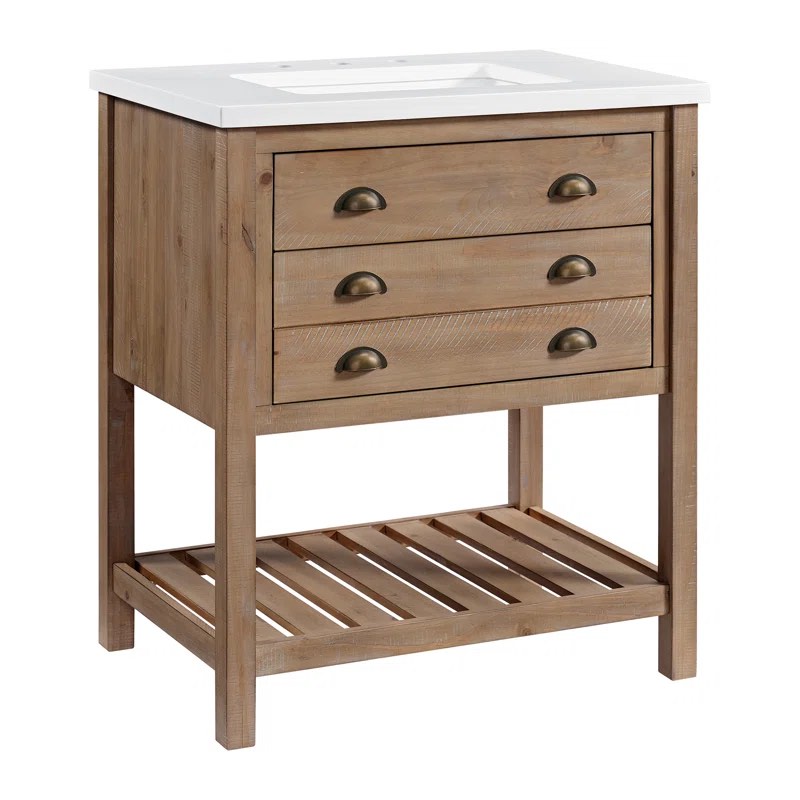 Grigg 31'' Free Standing Single Bathroom Vanity with Cultured Marble Top