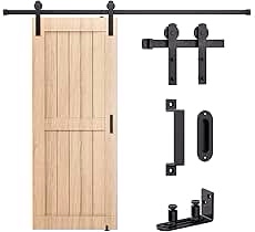 Paneled Solid Wood Unfinished Barn Door with Installation Hardware Kit