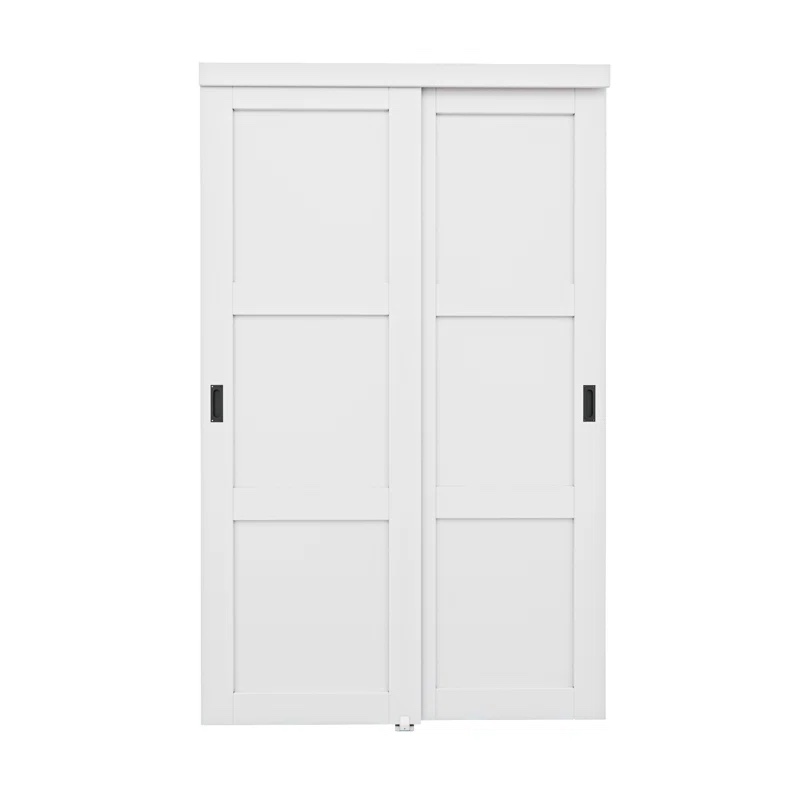 Manufactured Wood Paneled with Installation Hardware Kit Sliding Closet Doors