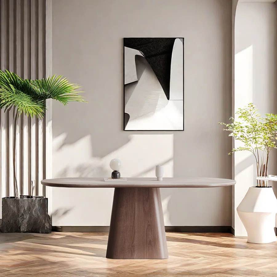 Majram Oval Solid Wood Base Dining Table