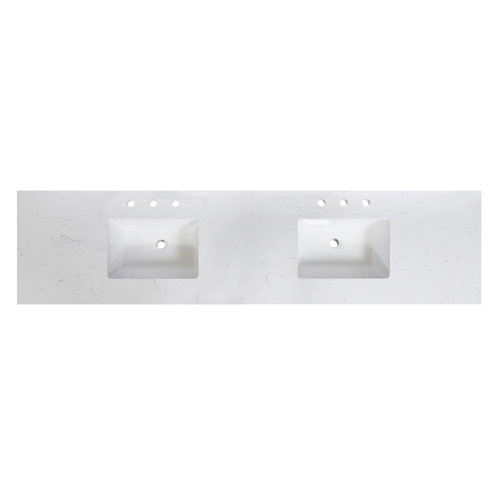 84" Resin Double Vanity Top with Sink and 6 Faucet Holes