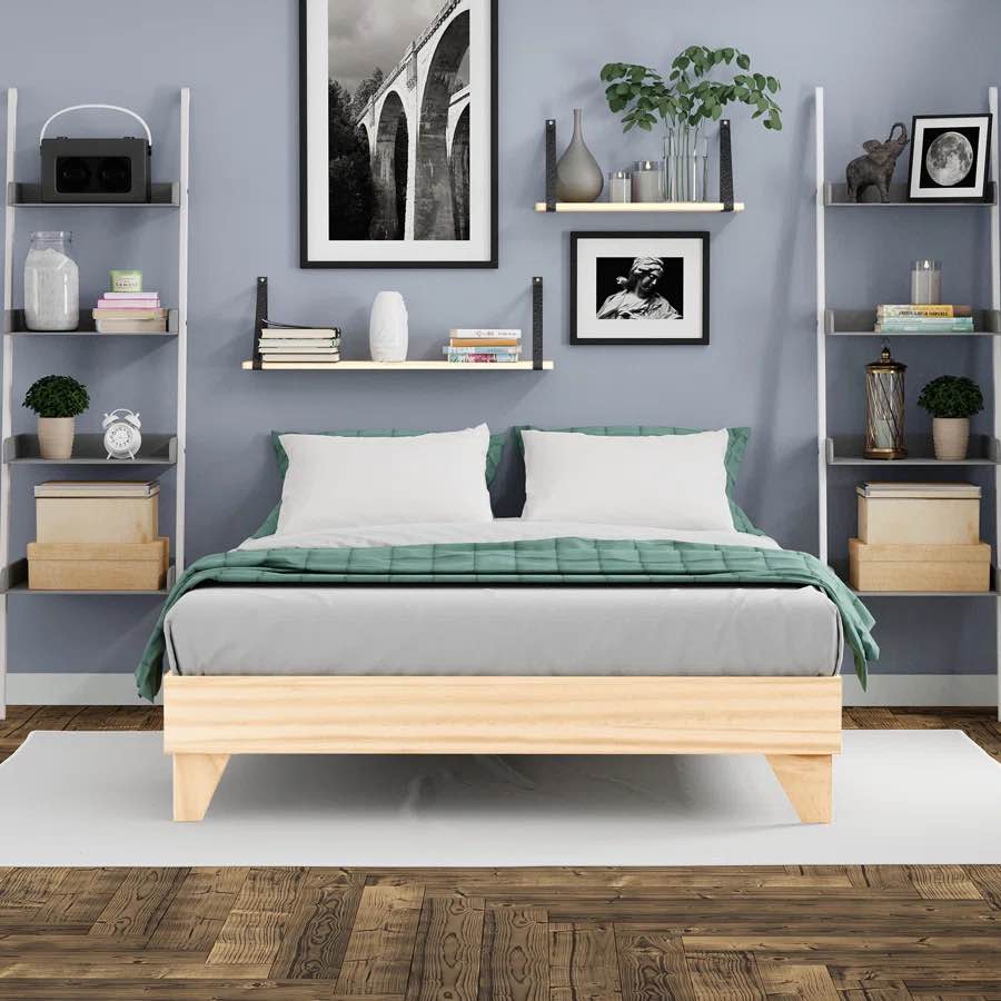 White Wash King Platform Bed Frame (Similar to Stock Photos)