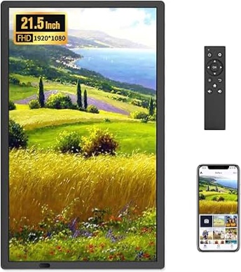 FANGOR 21.5" Large Digital Picture Frame, WiFi Digital Photo Frame 1920 * 1080 FHD IPS Display with Remote Control, 32GB Auto-Rotate Smart Frame Wall Mounted, Share Photos/Videos Via Uhale App/USB/SD