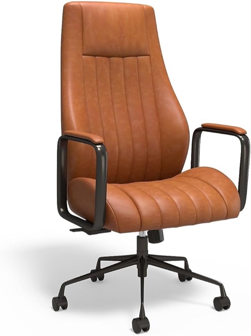 Union & Scale Industria 3-50L Ergonomic Bonded Leather Swivel Manager Chair, Brown (HLC-3932)