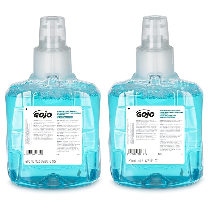 GOJO Pomeberry Foam Handwash, Pomegranate Scent, 1200 mL Hand Soap Refill LTX-12 Dispenser (Pack of 2) - 1916-02