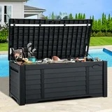 Dextrus 120 Gallon Large Outdoor Patio Deck Box,Louvered Resin Outdoor Storage 