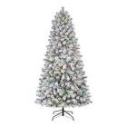 Home Accents Holiday 6.5 ft. Pre-Lit LED Festive Pine Flocked Artificial Christmas Tree