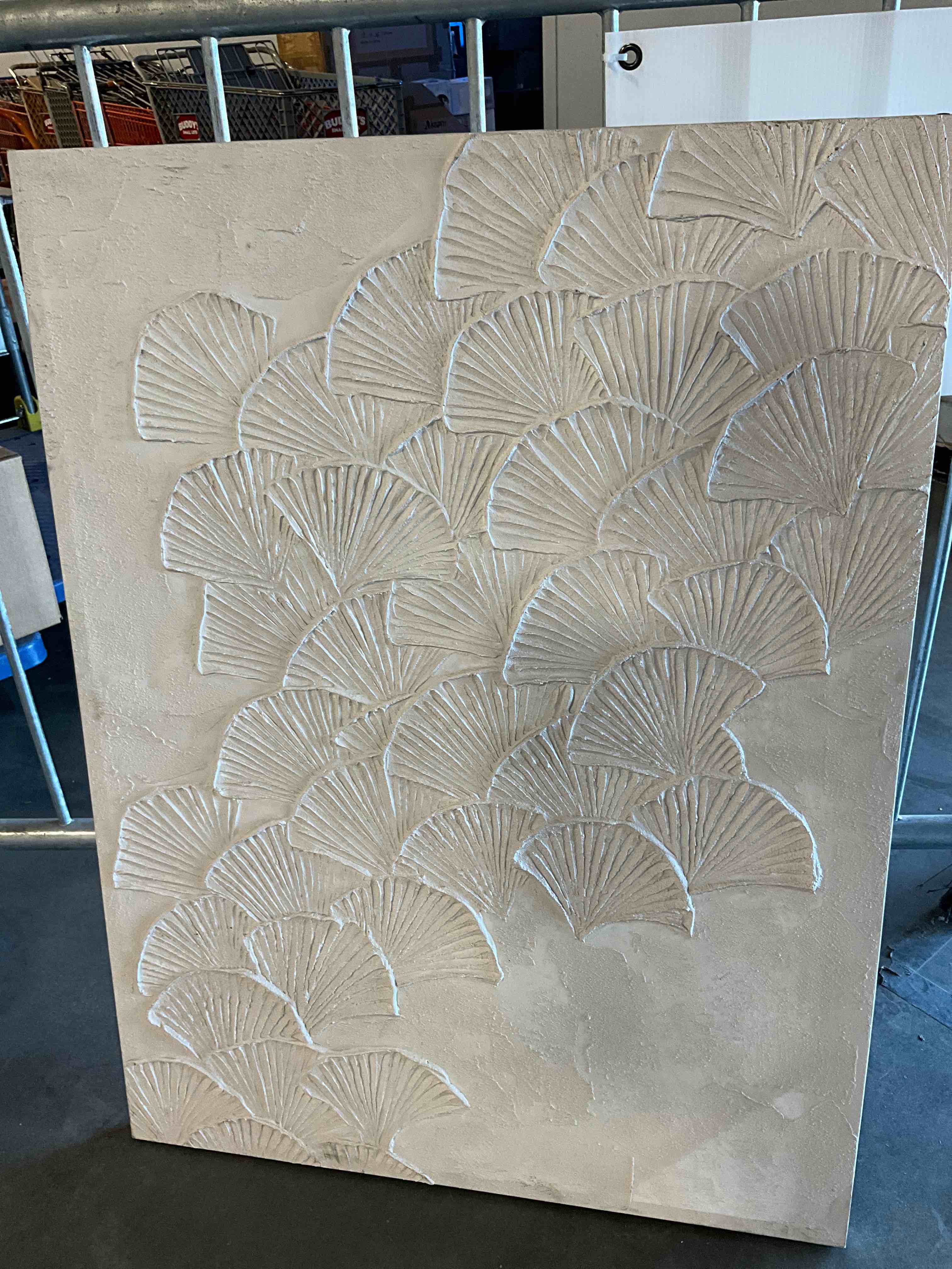 Large SHELLS Abstract Painting White 3D Textured Wall Decor, 30” x 40”