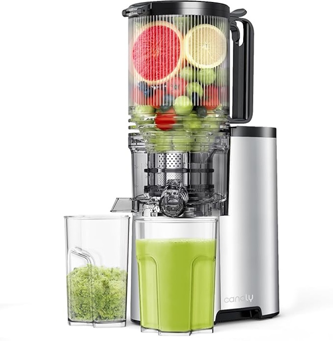 Cold Press Juicer, 6.1" Extra Large Feed Chute Fit Whole Fruits & Vegetables, 350W Professional Slow Masticating Juicer Machines, Easy to Clean