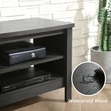 Farmhouse TV Stand for 55 Inch TV, Black Wood TV Cabinet for 55-60 inch TV with 4 Cubby for Living Room Bedroom, 60
